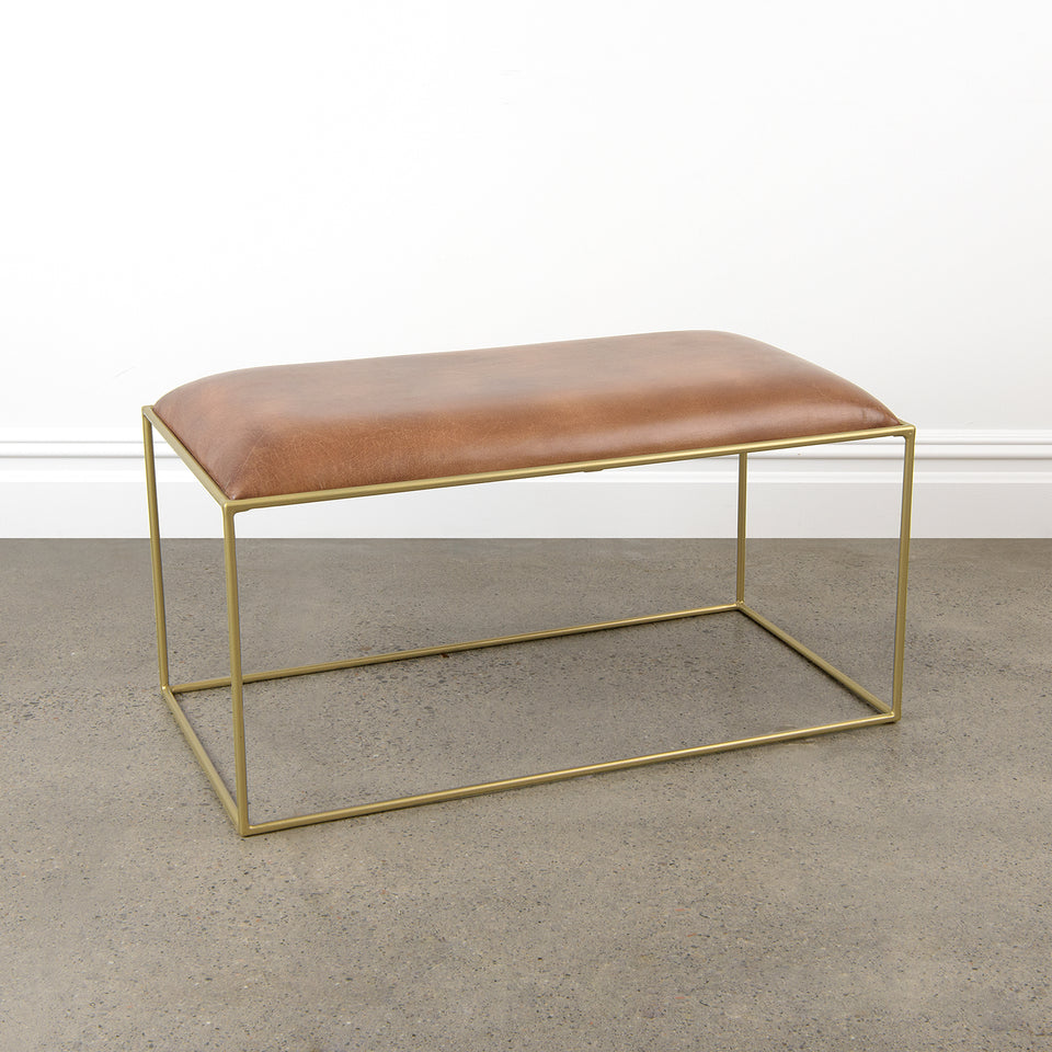 Mid-Century Genuine Leather Stool