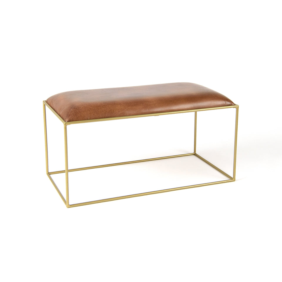 Mid-Century Genuine Leather Stool