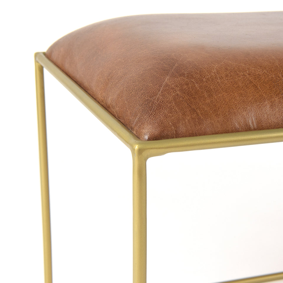 Mid-Century Genuine Leather Stool