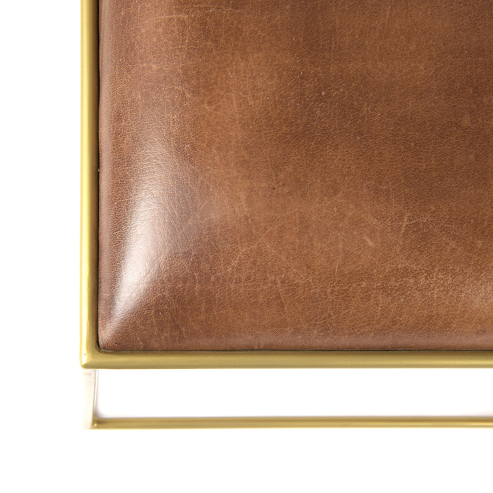 Mid-Century Genuine Leather Stool
