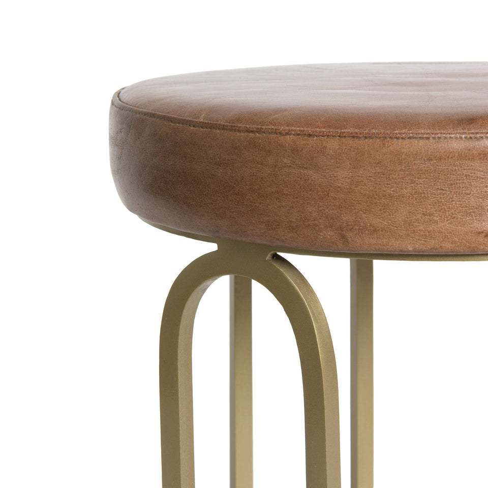 Genuine Leather Round Stool