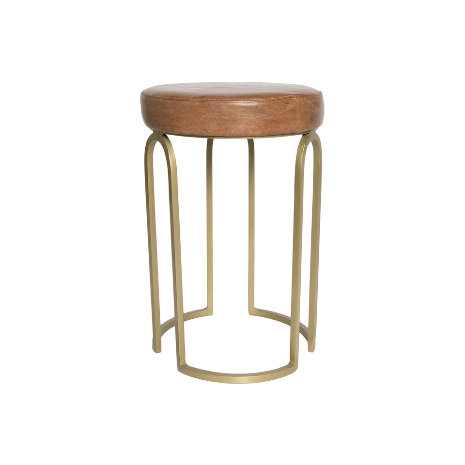 Genuine Leather Round Stool