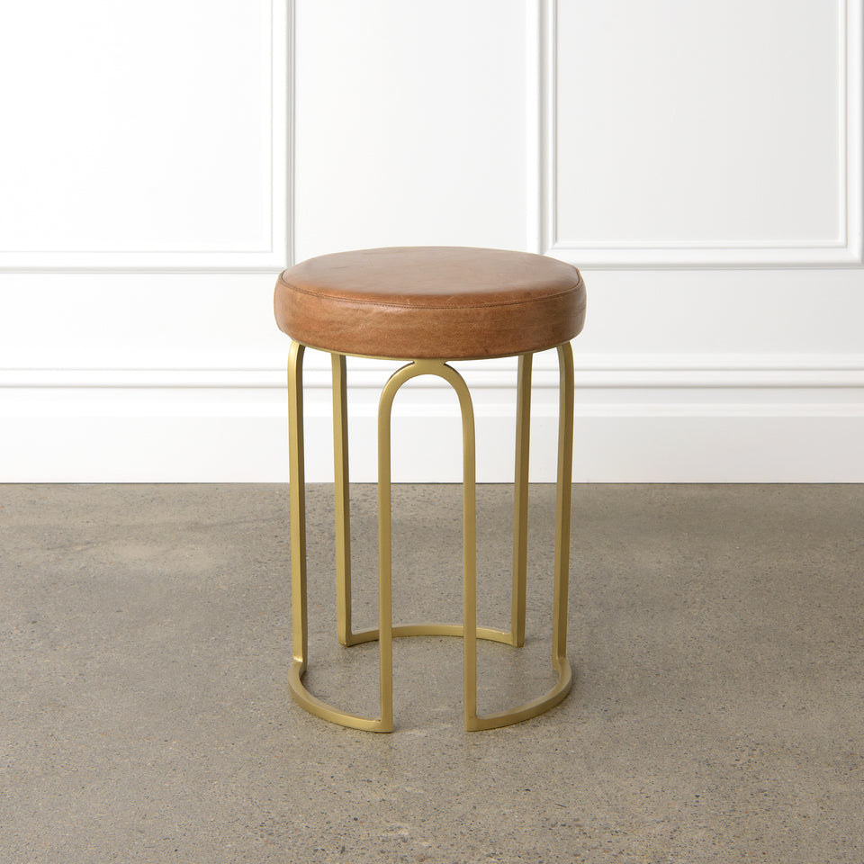 Genuine Leather Round Stool