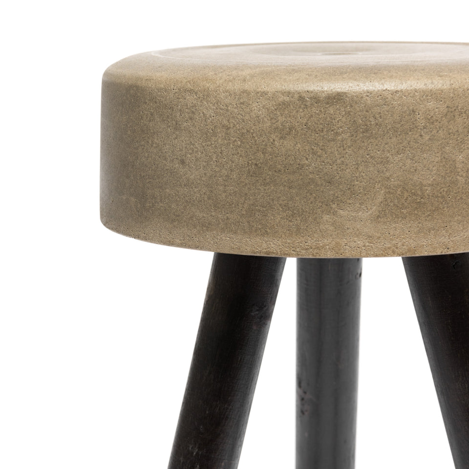 Mini Concrete Stool with Wooden Legs