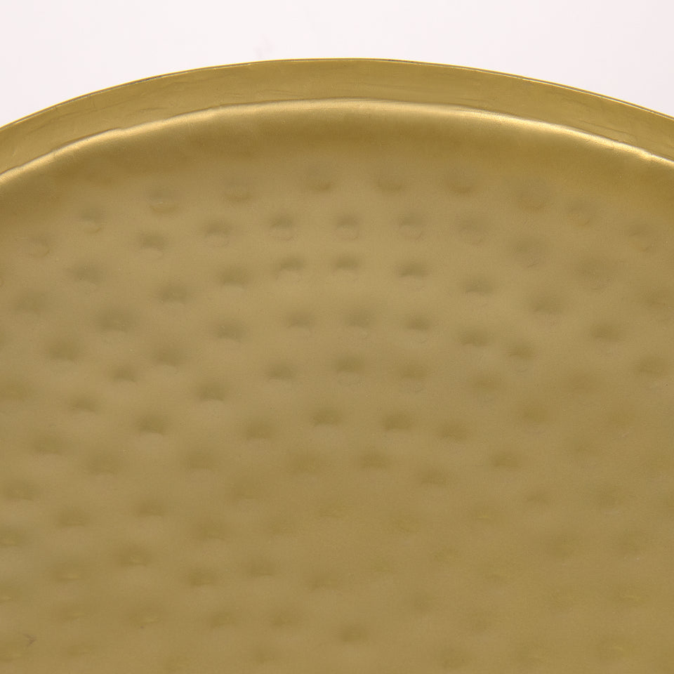 Modern Hammered Brass Finish Accent Table