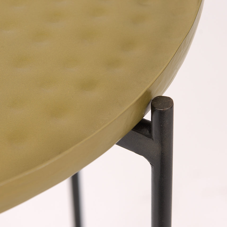 Modern Hammered Brass Finish Accent Table