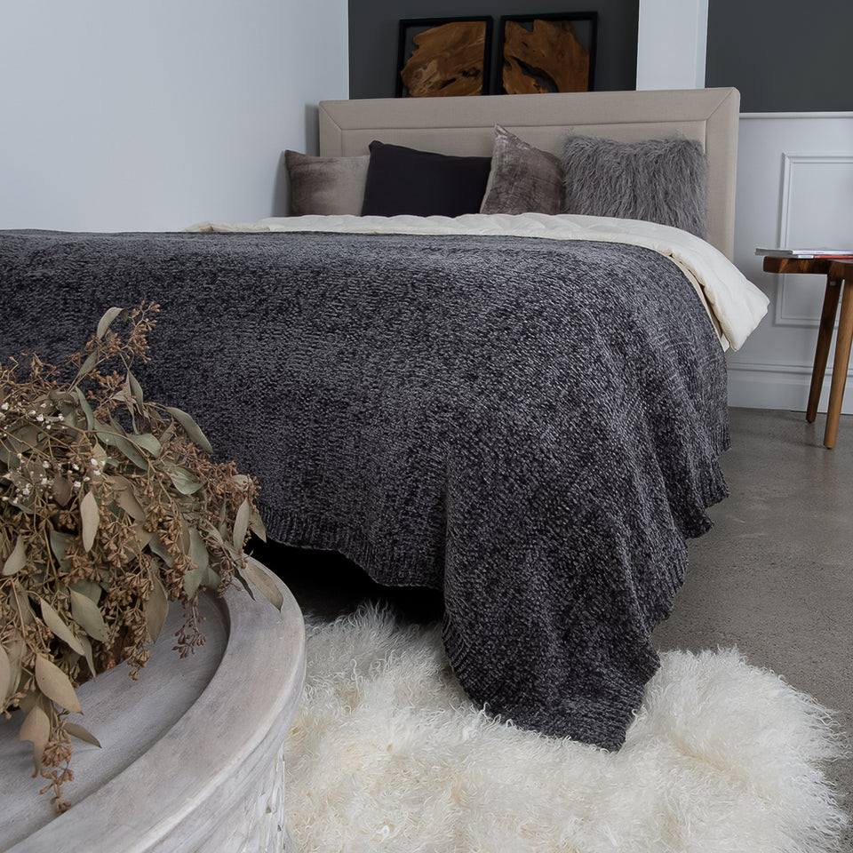 Chenille Blanket - Grey