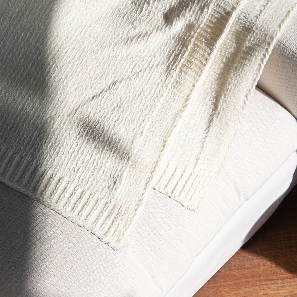 Chenille Blanket - White