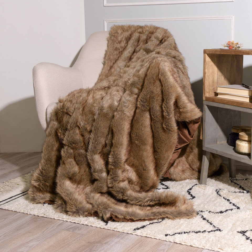 Faux Fur Throw - Coyote