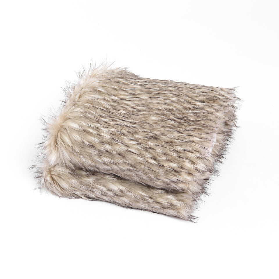 Faux Fur Throw - Pearl Finn Raccoon