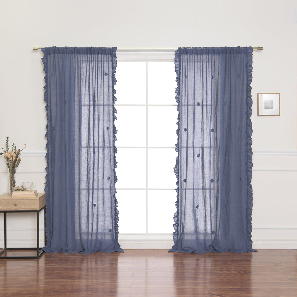 Brittany Sheer Side Ruffle Linen Curtain
