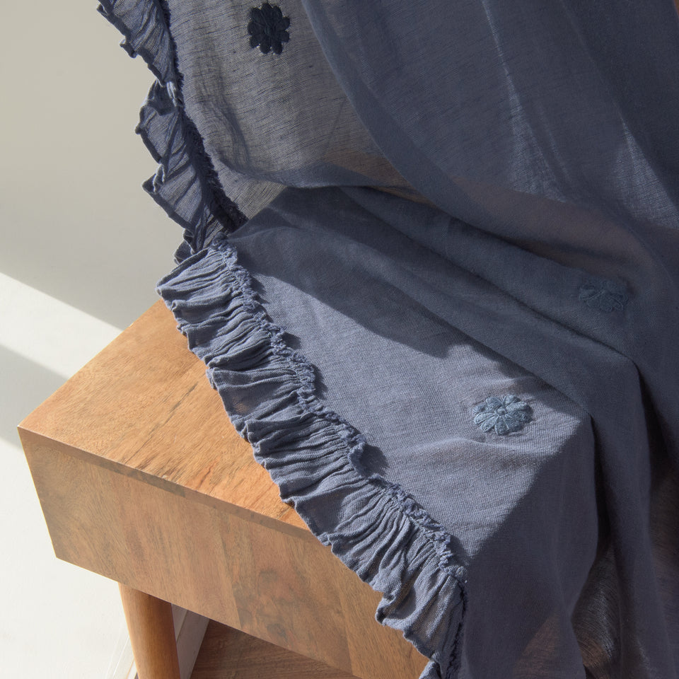 Brittany Sheer Side Ruffle Linen Curtain