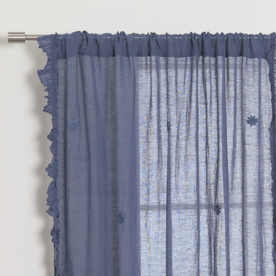 Brittany Sheer Side Ruffle Linen Curtain