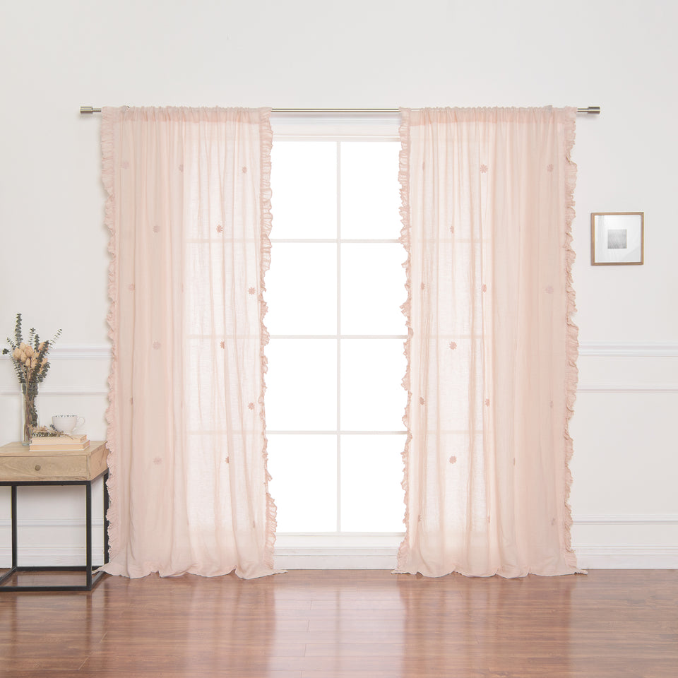 Brittany Sheer Side Ruffle Linen Curtain