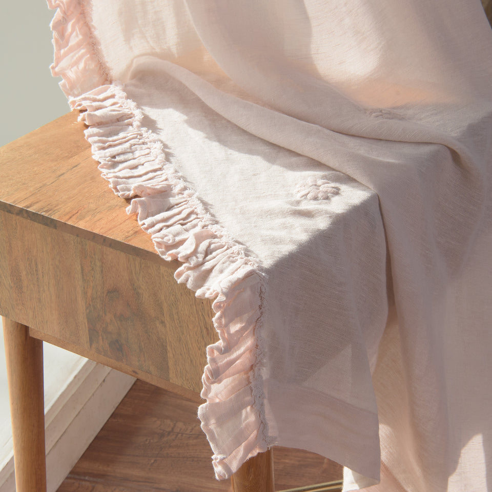 Brittany Sheer Side Ruffle Linen Curtain