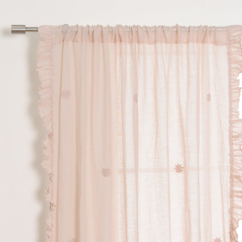 Brittany Sheer Side Ruffle Linen Curtain