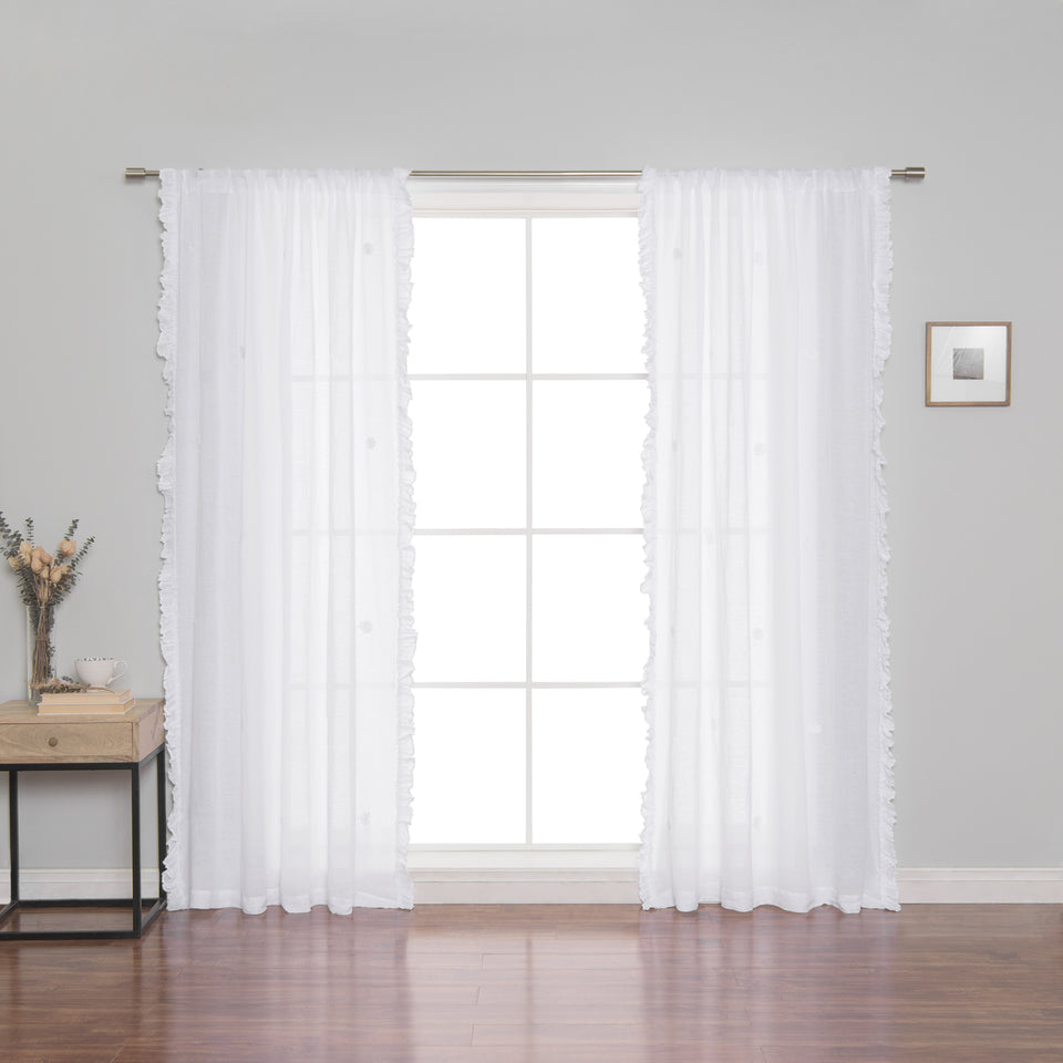 Brittany Sheer Side Ruffle Linen Curtain