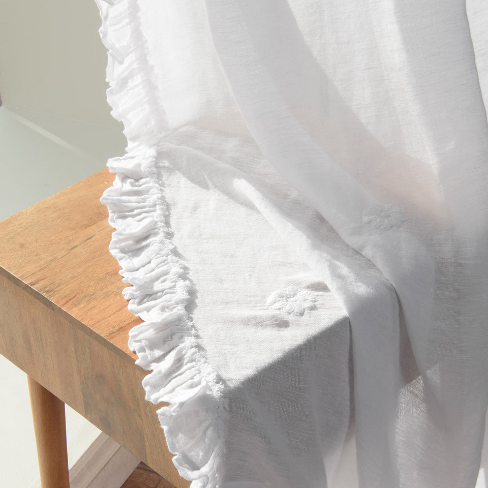 Brittany Sheer Side Ruffle Linen Curtain