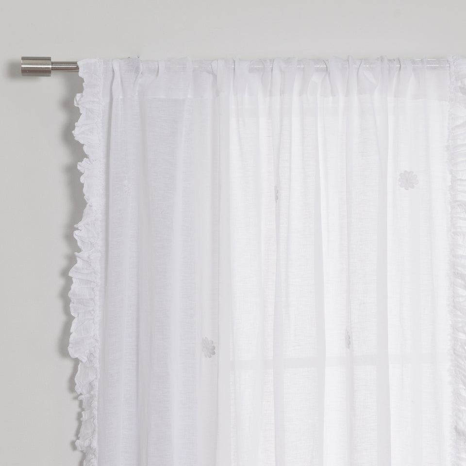 Brittany Sheer Side Ruffle Linen Curtain