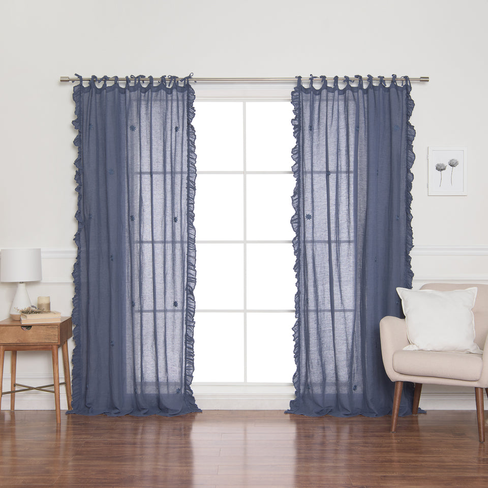 Brittany Sheer Side Ruffle Linen Curtain