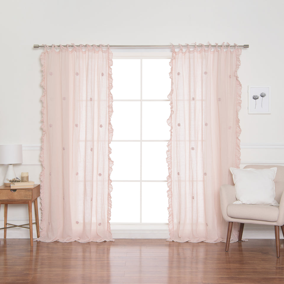 Brittany Sheer Side Ruffle Linen Curtain