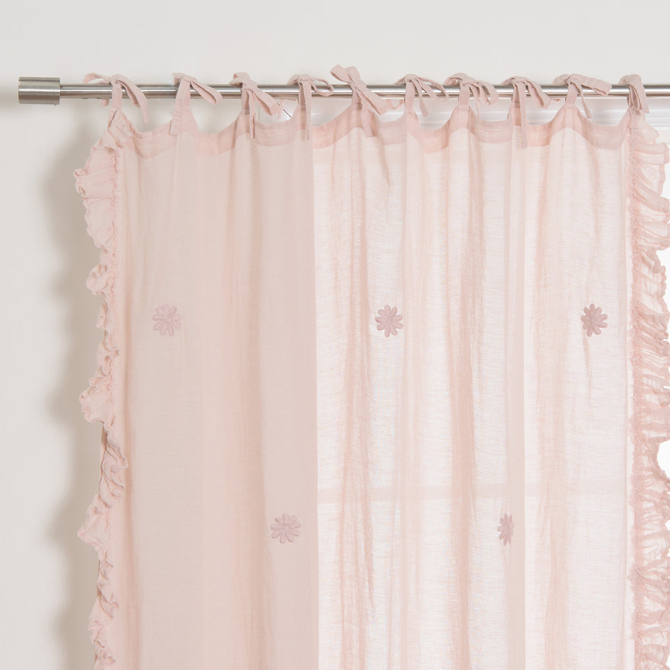Brittany Sheer Side Ruffle Linen Curtain