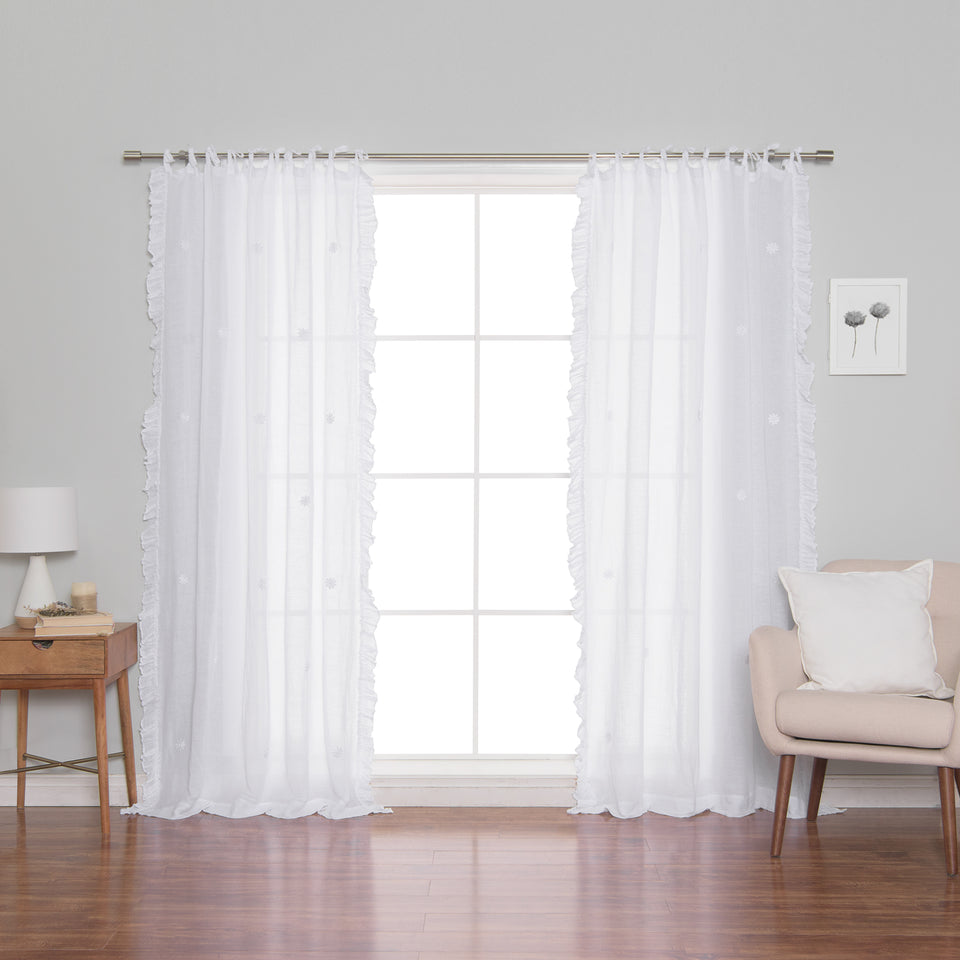 Brittany Sheer Side Ruffle Linen Curtain