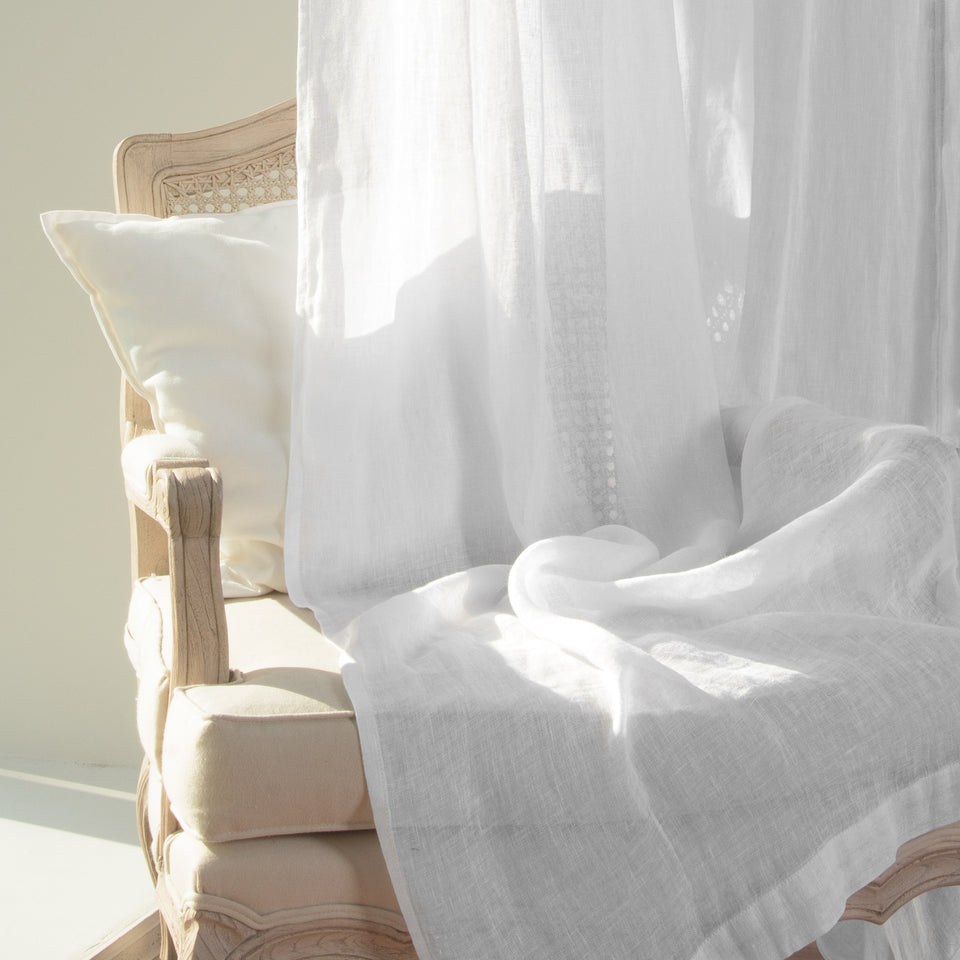 Brittany Semi Sheer Linen Back Tab Curtain
