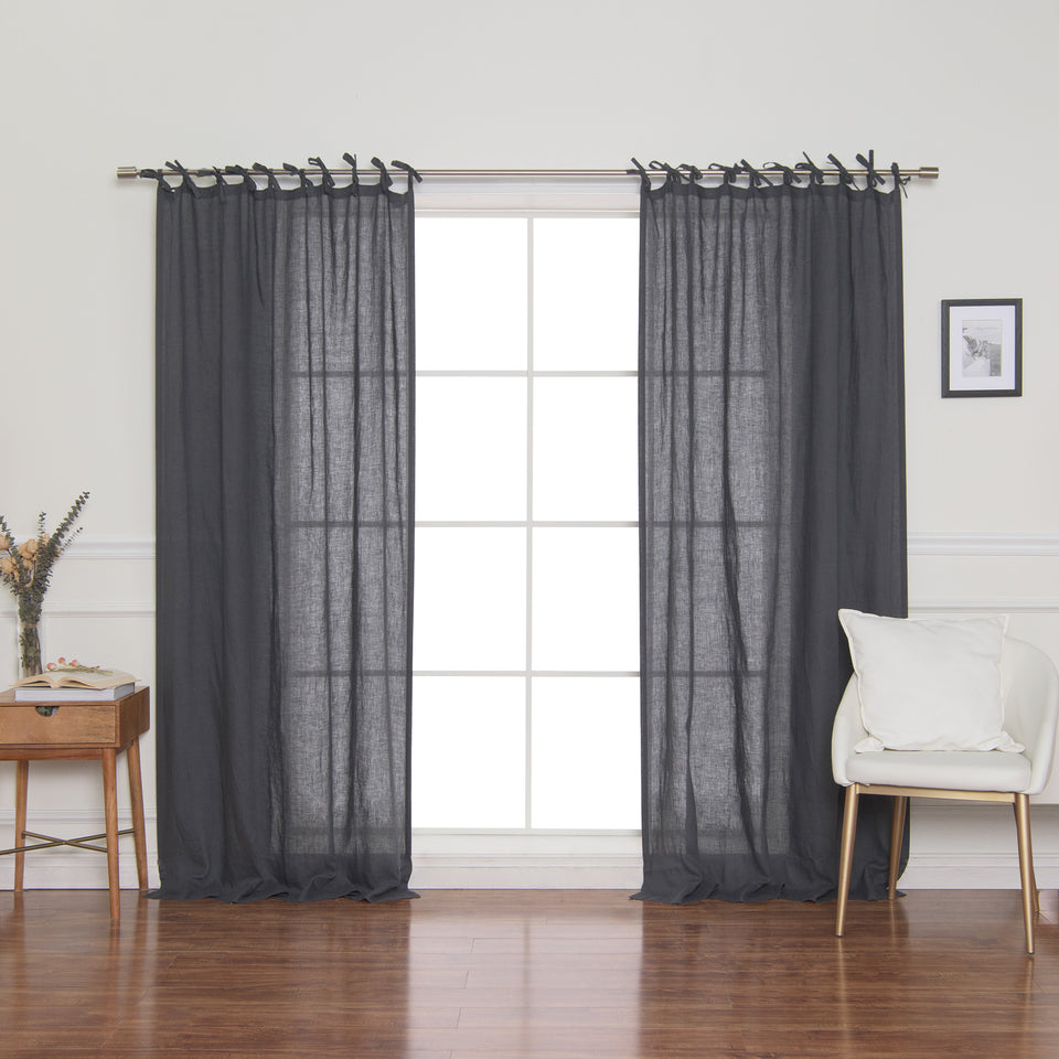 Brittany Opaque Linen Tie Top Curtain
