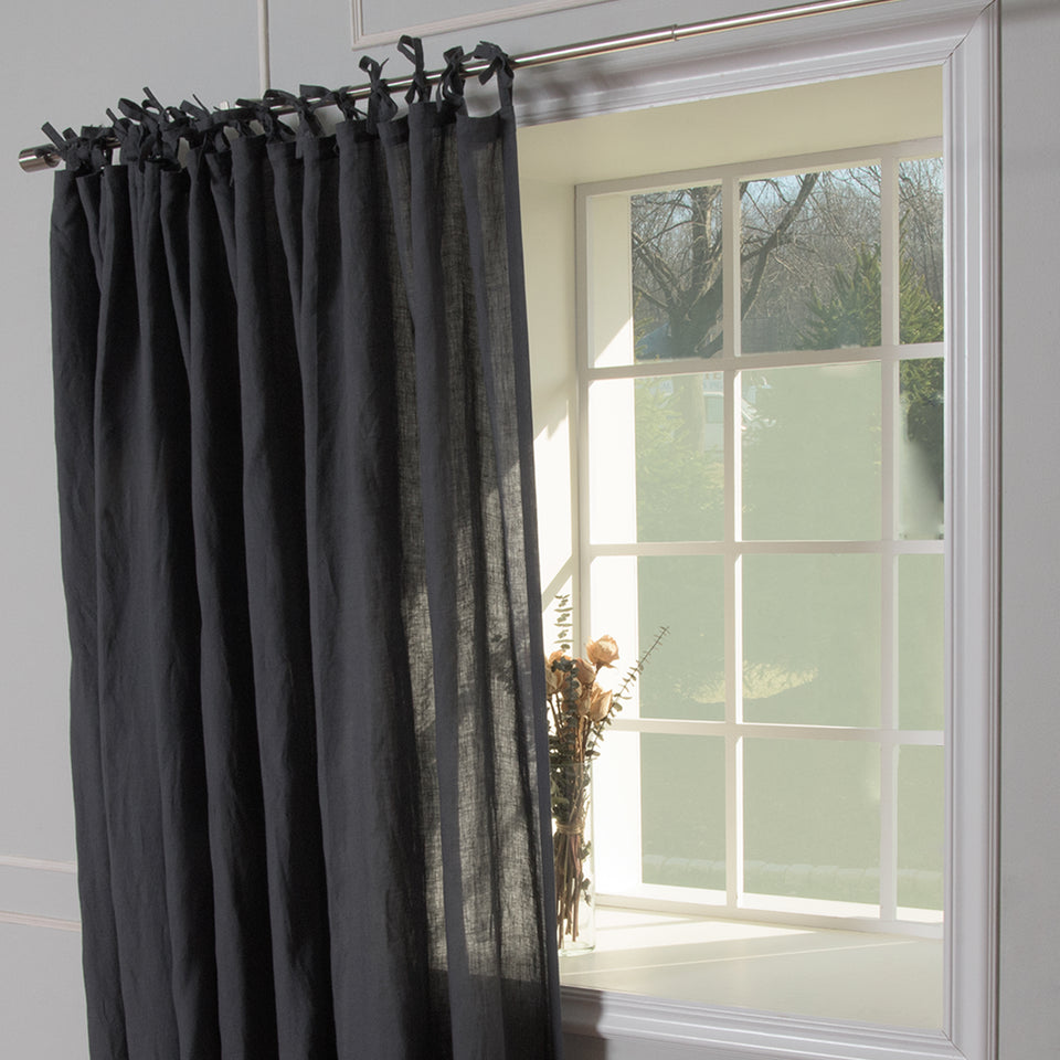 Brittany Opaque Linen Tie Top Curtain