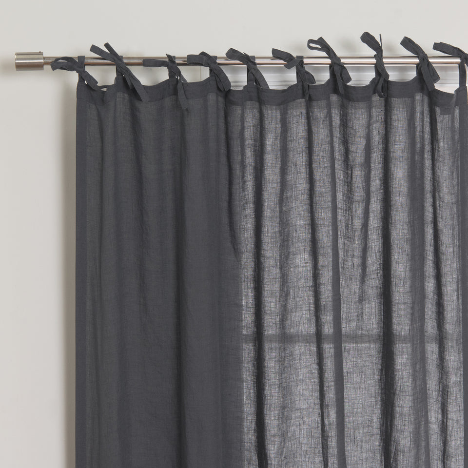 Brittany Opaque Linen Tie Top Curtain