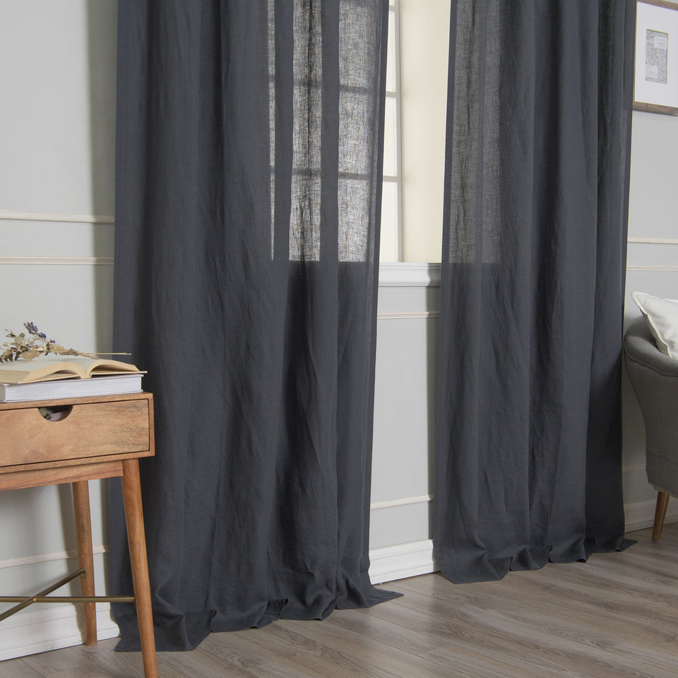 Brittany Opaque Linen Tie Top Curtain
