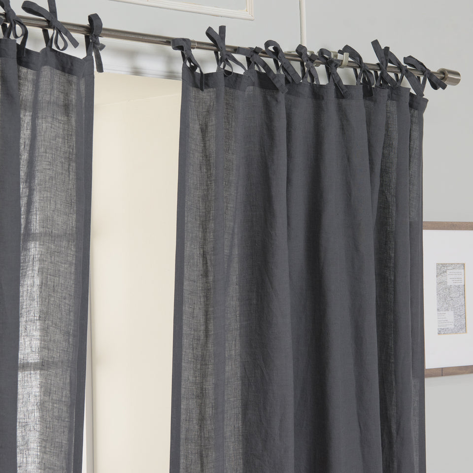 Brittany Opaque Linen Tie Top Curtain