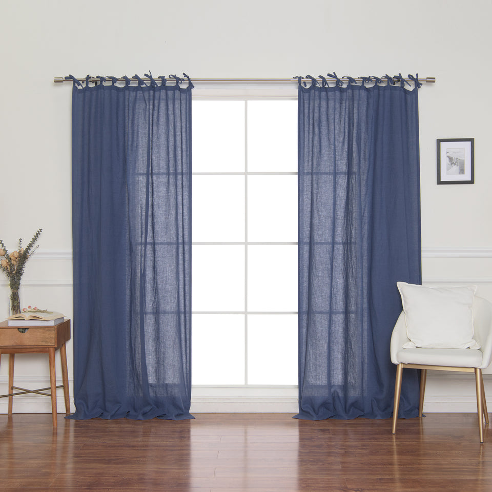 Brittany Opaque Linen Tie Top Curtain