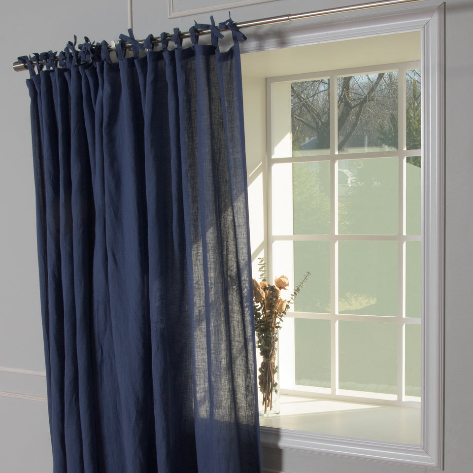 Brittany Opaque Linen Tie Top Curtain