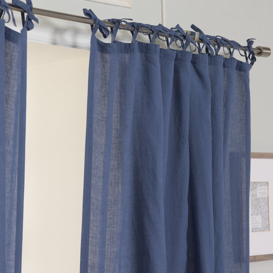 Brittany Opaque Linen Tie Top Curtain