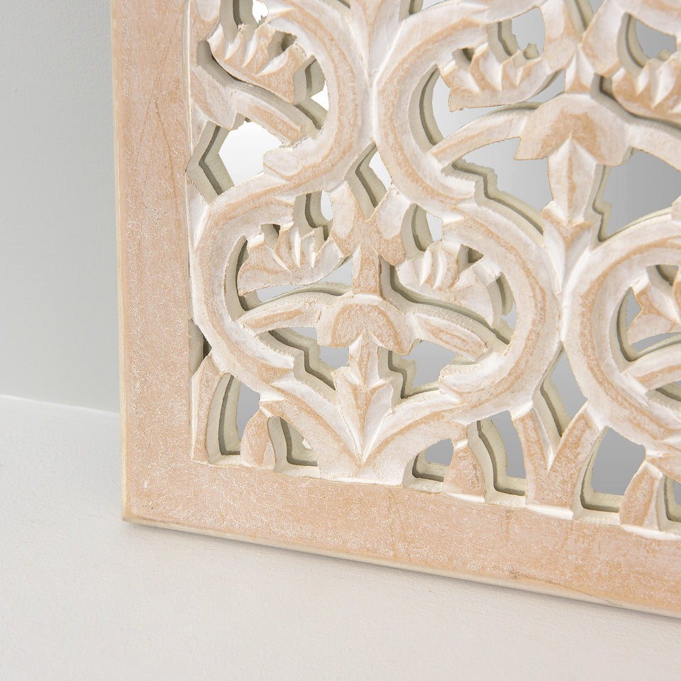Whitewashed Square Mirror Wall Panel
