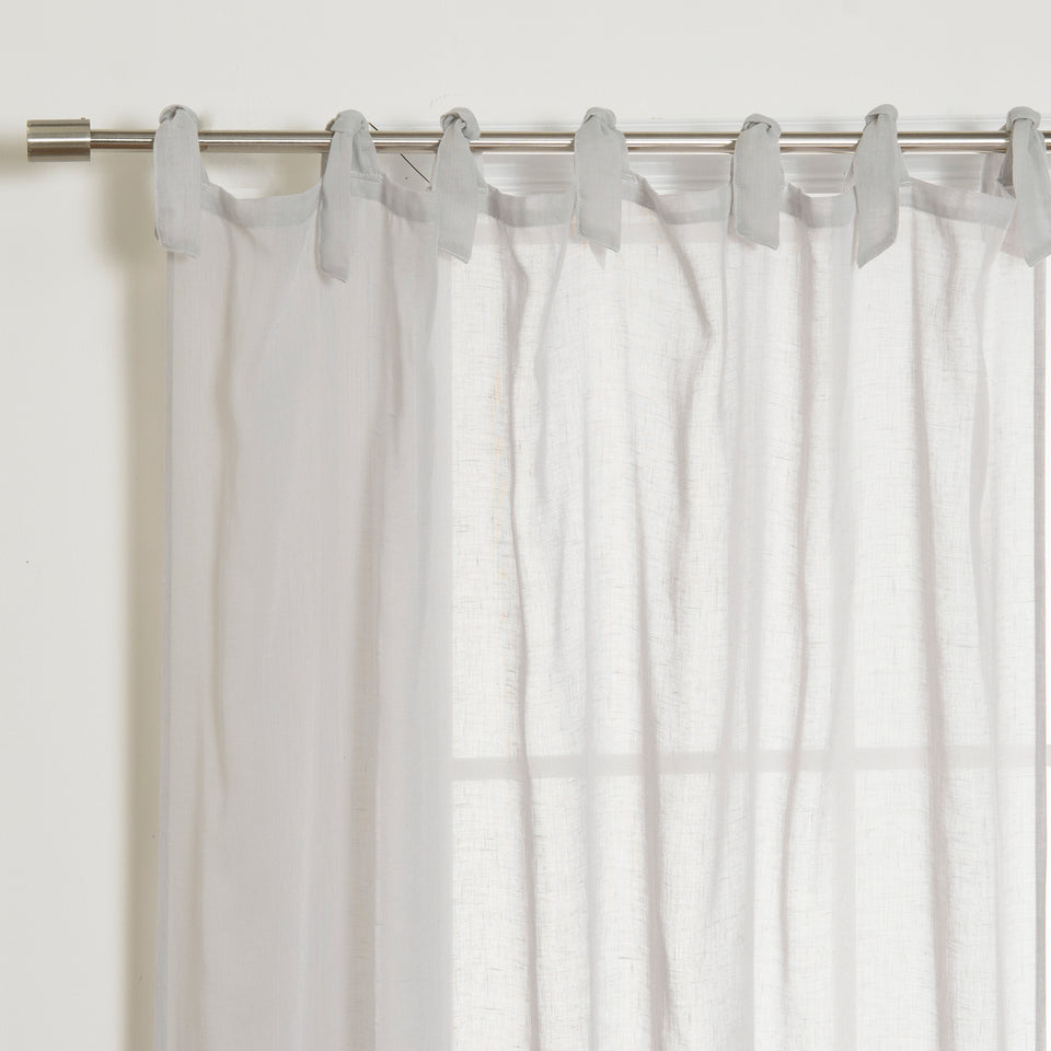 Faux Linen Romantic Tie Top Curtains