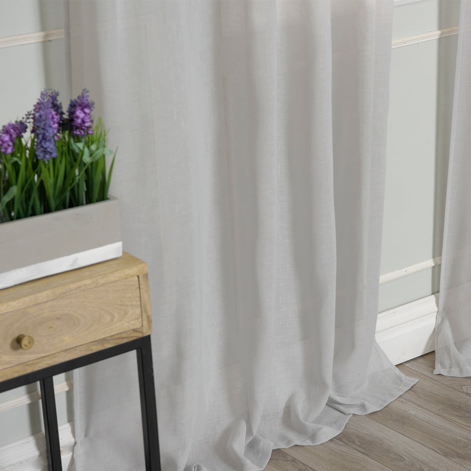 Faux Linen Romantic Tie Top Curtains