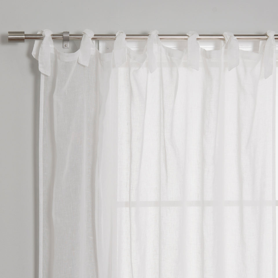 Faux Linen Romantic Tie Top Curtains
