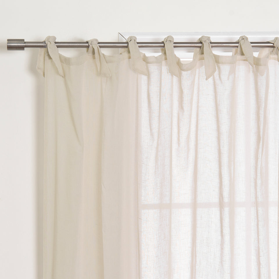 Faux Linen Romantic Tie Top Curtains