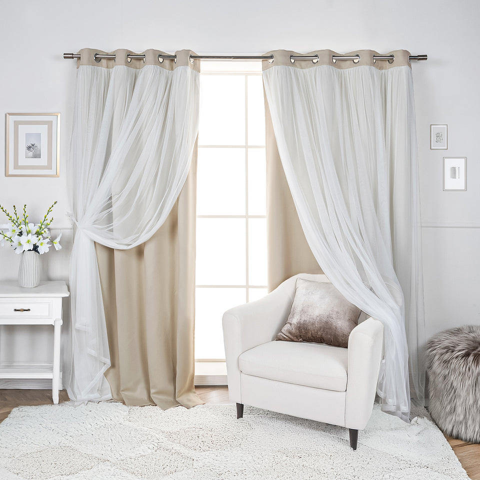 Romantique Tulle Overlay Curtains Set