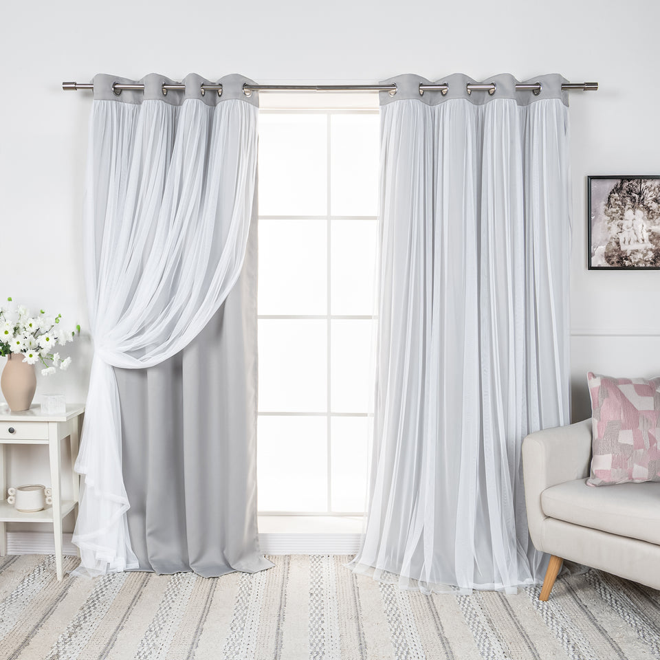 Romantique Tulle Overlay Curtains Set