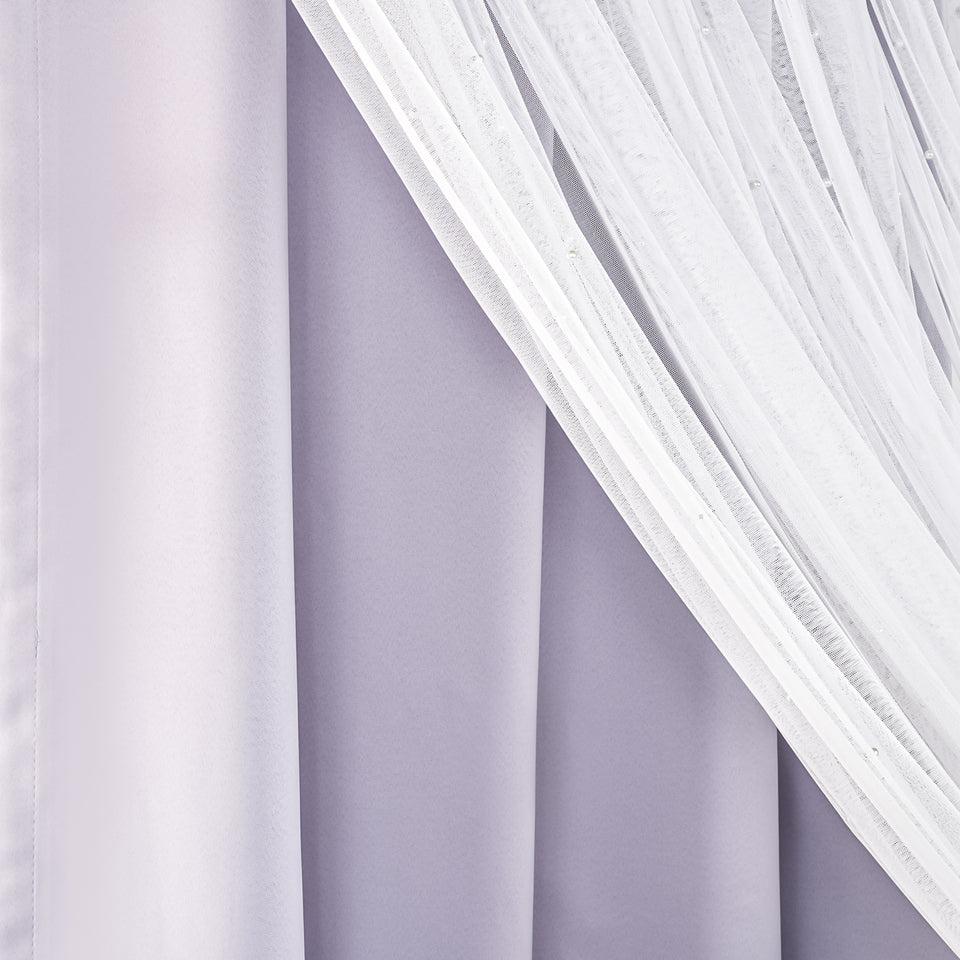 Pearl Tulle Overlay Curtains Set