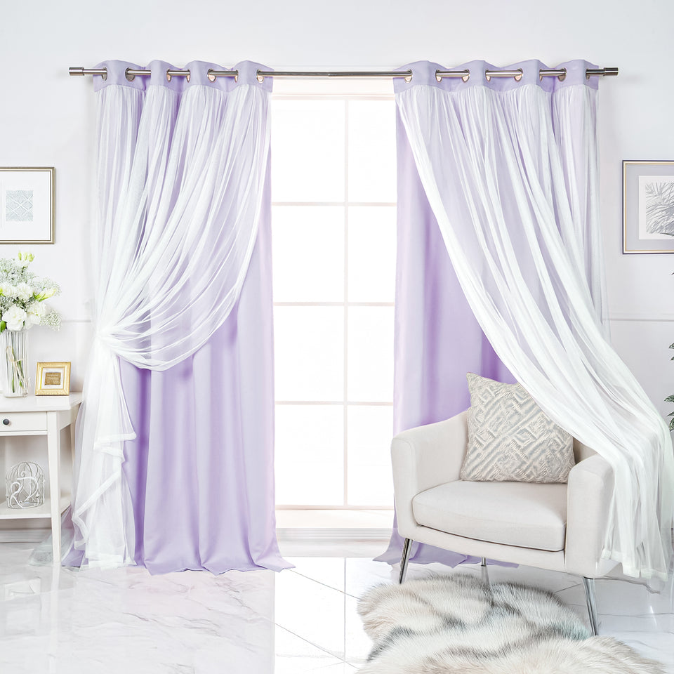 Romantique Tulle Overlay Curtains Set