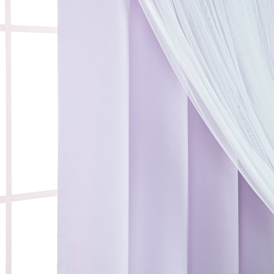 Romantique Tulle Overlay Curtains Set