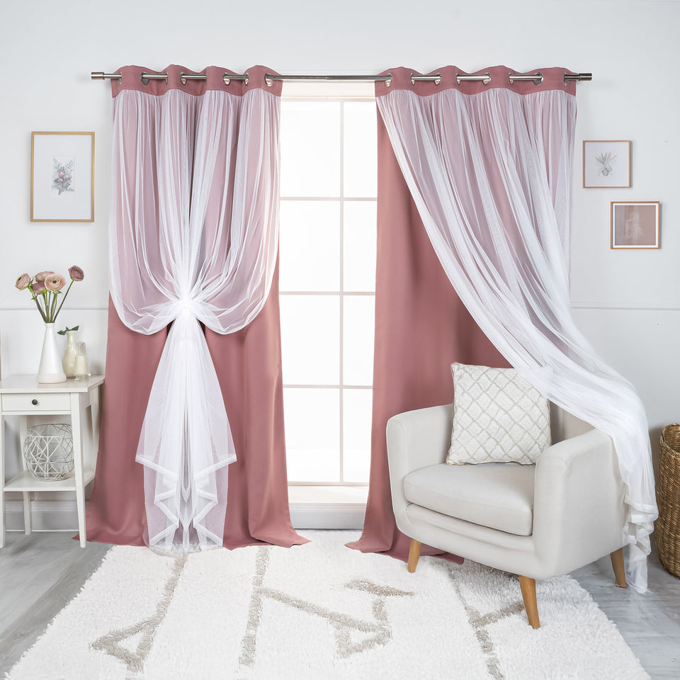 Romantique Tulle Overlay Curtains Set