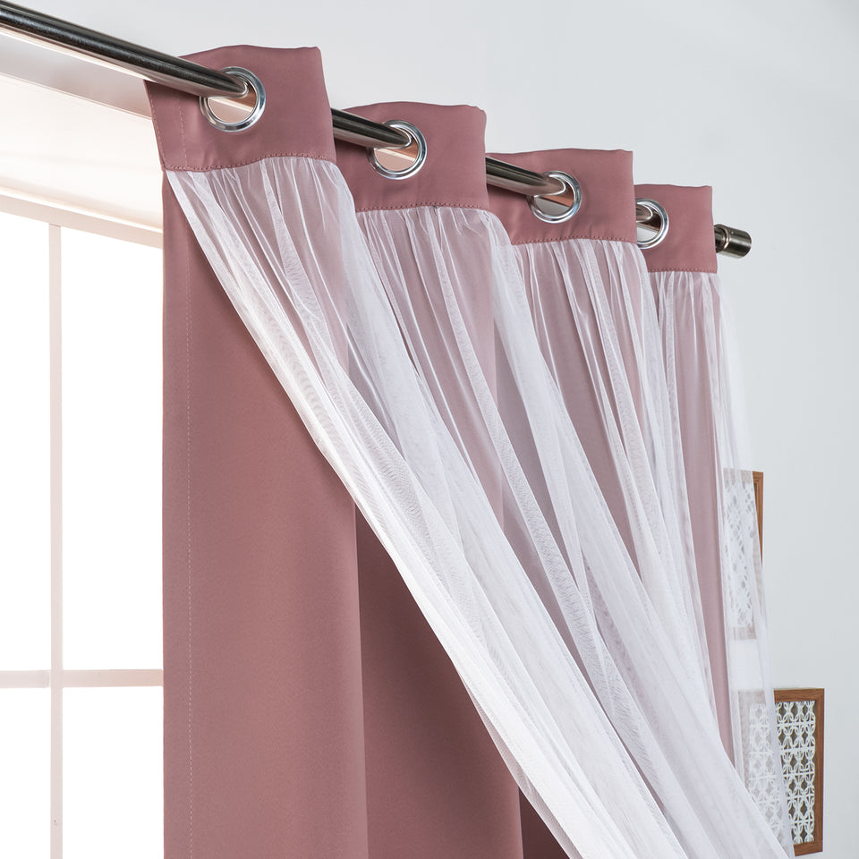 Romantique Tulle Overlay Curtains Set