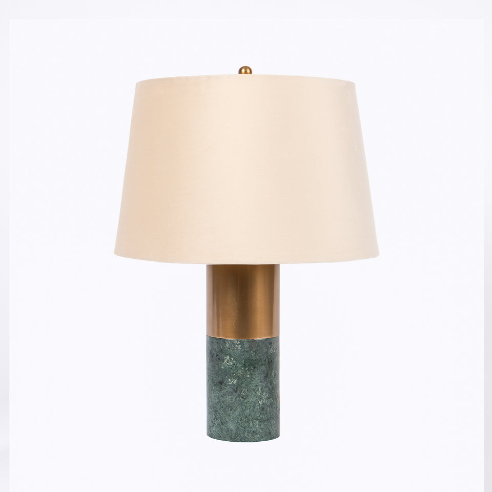 Contempo Lux Two Tone Marble-Brass Table Lamp in Green