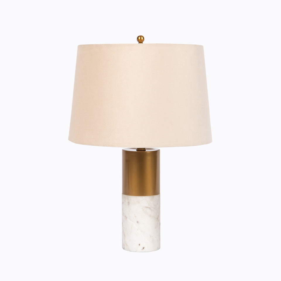 Contempo Lux Two Tone Marble-Brass Table Lamp in White